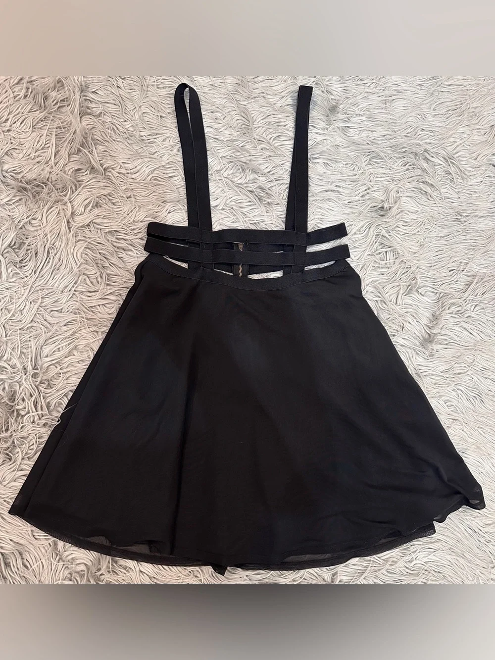 HOT TOPIC Cage & Mesh Suspender Strappy Black Skirt Sz XL Gothic Punk Skatergirl